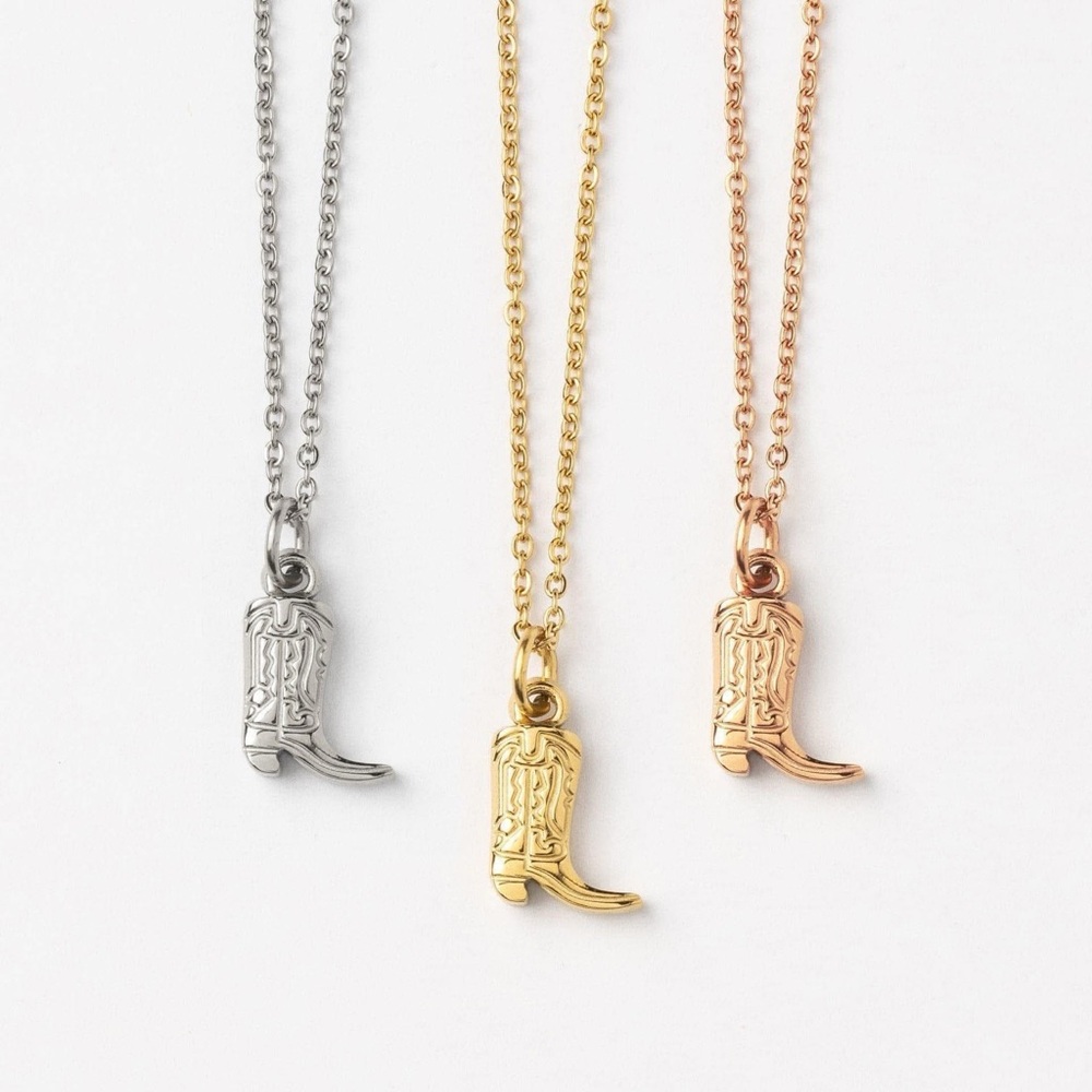 NEW Cowboy Boot Pendant Necklace - Rose Gold or Silver